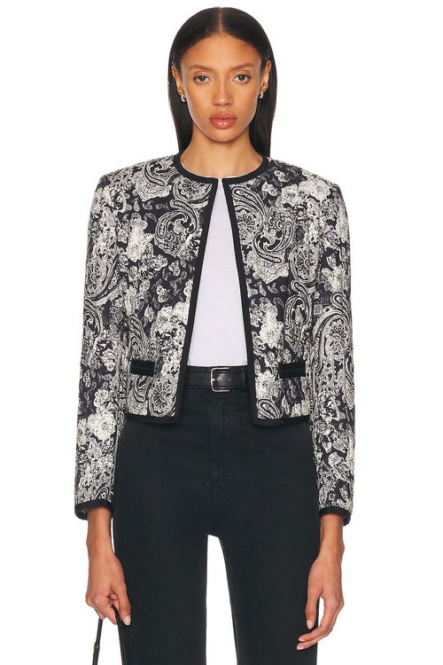 NILI LOTAN Bono Jacket in Mixed Paisley Print - Navy.  L also in