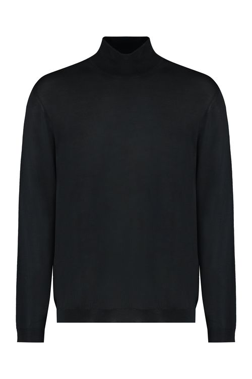 Merino Wool Turtleneck Sweater — Black