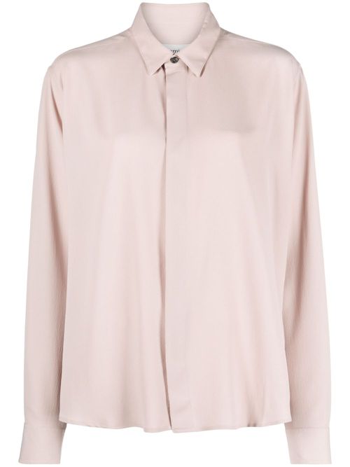 Classic-collar crepe shirt - Pink