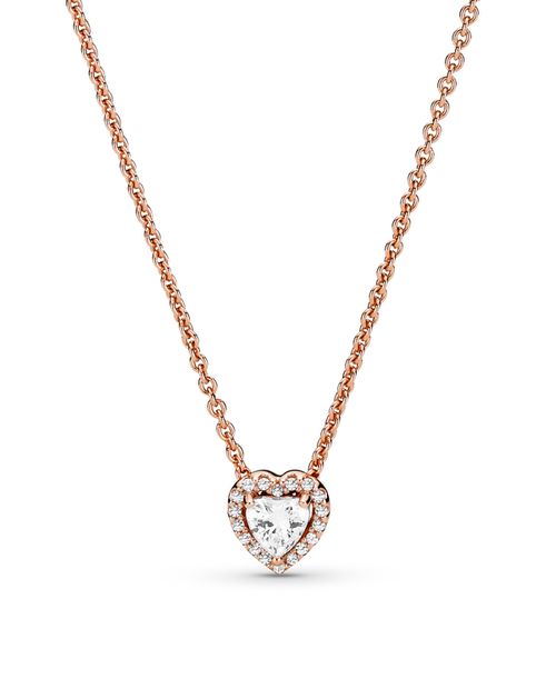 Timeless 14K Rose Gold-Plated Sparkling Cubic Zirconia Heart Collier Necklace - Rose Gold