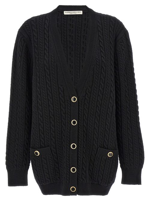 -Wool Cardigan Maglioni Nero-Donna