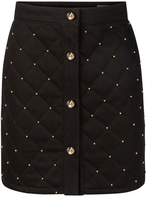 Studded quilted cotton skirt - Black