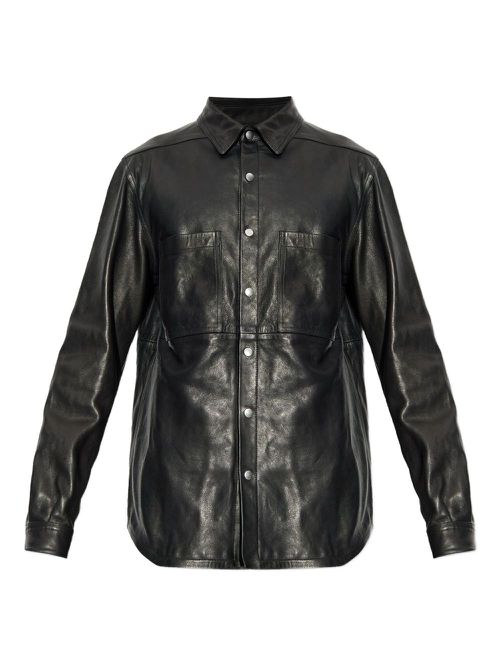 Button-fastening flap-pocket shirt - Black