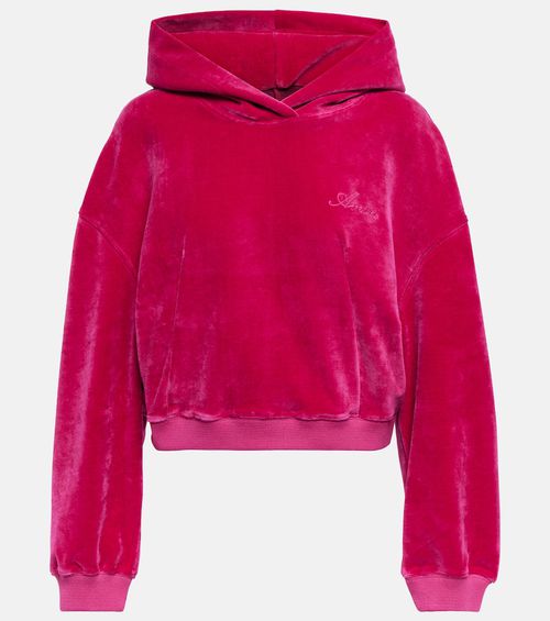 Cropped velour hoodie