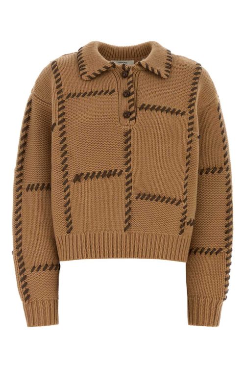 Leather Sweater — Beige