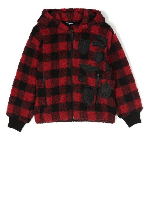 Checked faux-shearling jacket