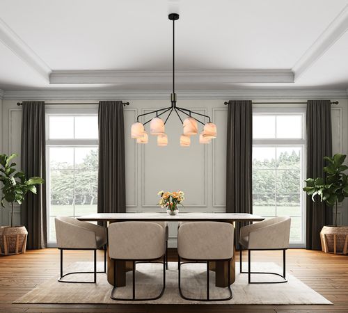 Black, Brushed Brass Chandelier from the Crema Collection