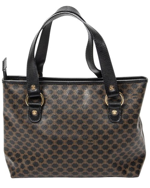 Black & Brown Macadam Coated Canvas Small Zip Tote (Authentic Pre-  Loved)