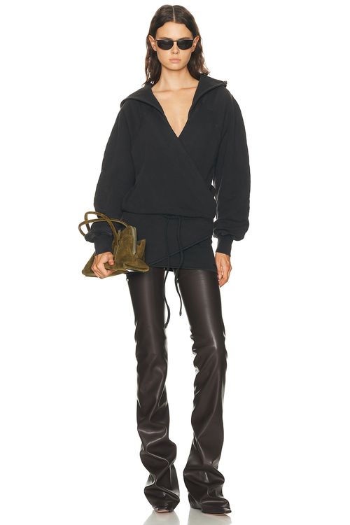 THE ATTICO Hoodie Mini Dress in Faded Black - Black. 38 also , 40