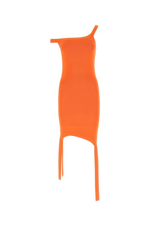 Orange Stretch Polyester Blend Mini Dress
