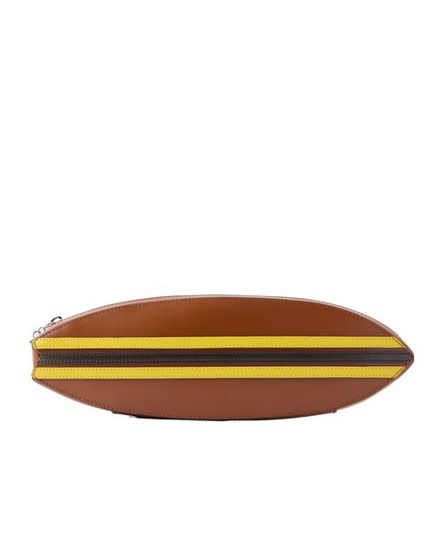 Surfboard striped leather clutch
