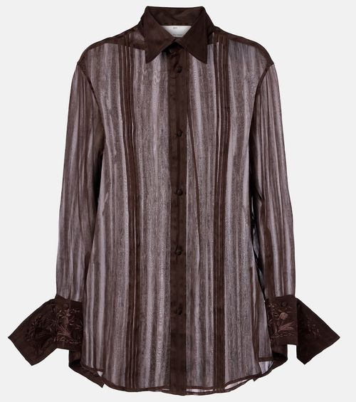 Embroidered linen and silk shirt