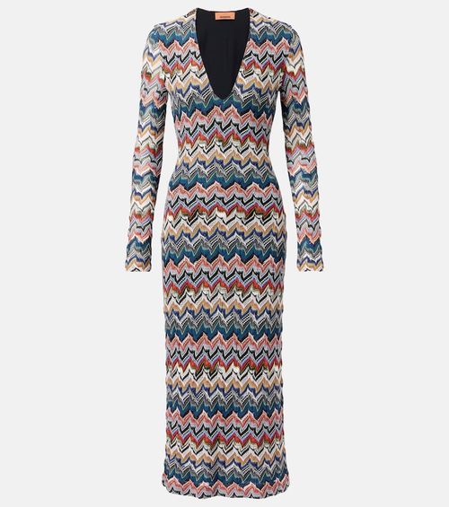 Zigzag lamé midi dress