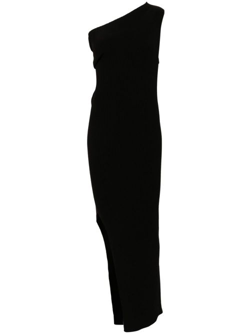 One-shoulder ribbed maxi dress - Black