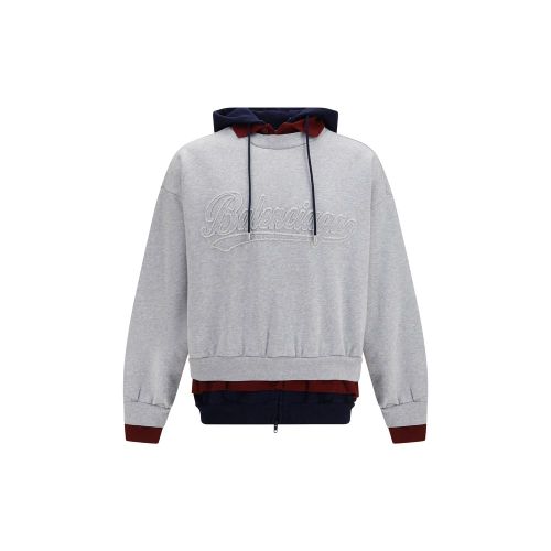Layered Cotton Hoodie — Gray