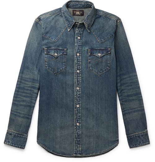 Slim-Fit Denim Western Shirt