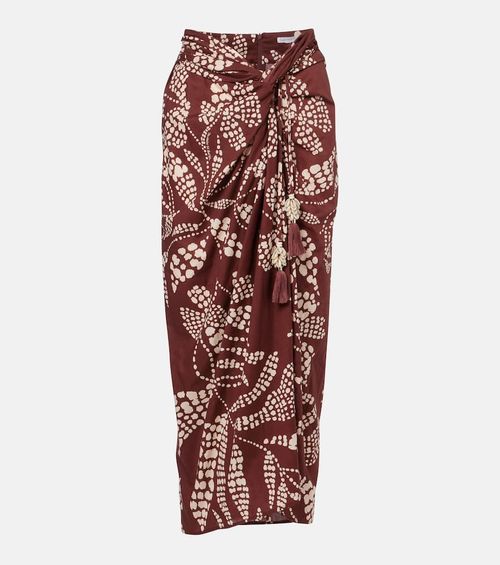 Uma printed cotton midi skirt