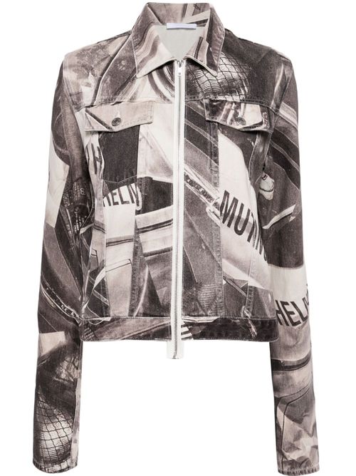 Graphic-print zip-up jacket - Black