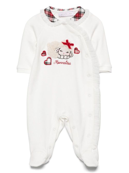 Sheep-motif cotton pyjama - White