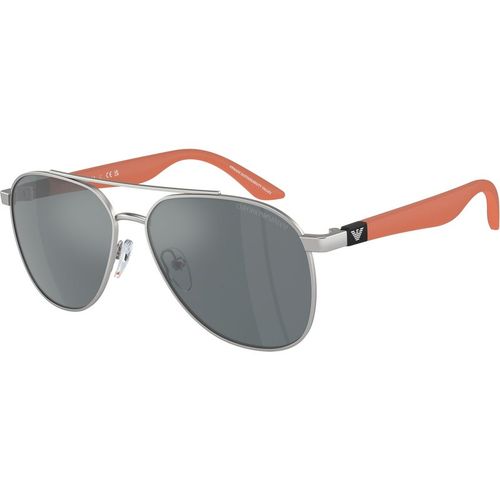 Emporio Armani Kid Emporio Armani EK2001 30456G Sunglasses Metal Silver Grey Pilot Mirrored Mirror