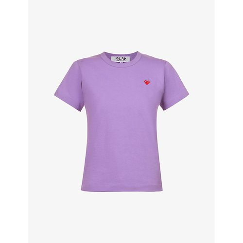 Womens Purple Heart-embroidered Cotton-jersey T-shirt