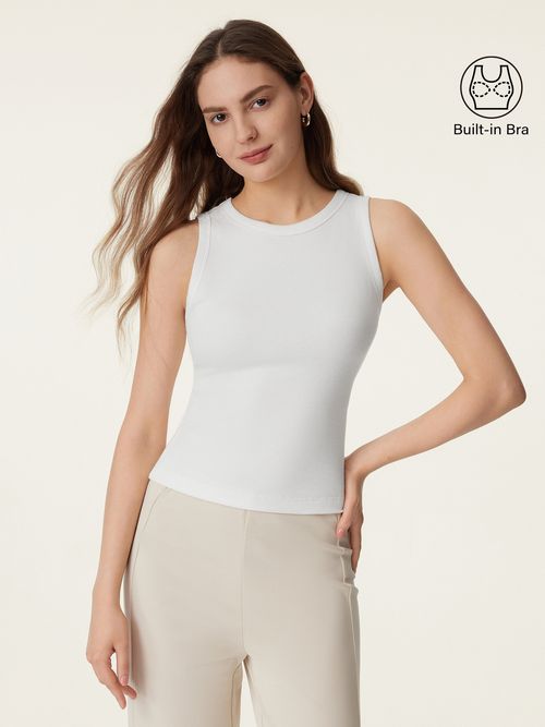 Crewneck Cotton New Airy Brami Tank - White
