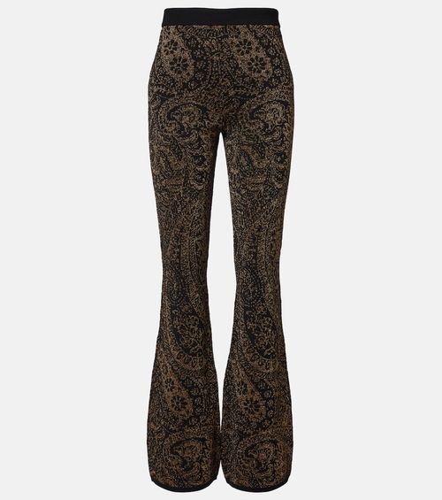 Paisley wool-blend lamé flared pants