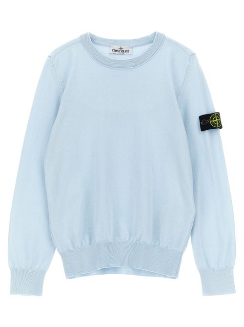 Logo-Badge Cotton Sweater — Light blue