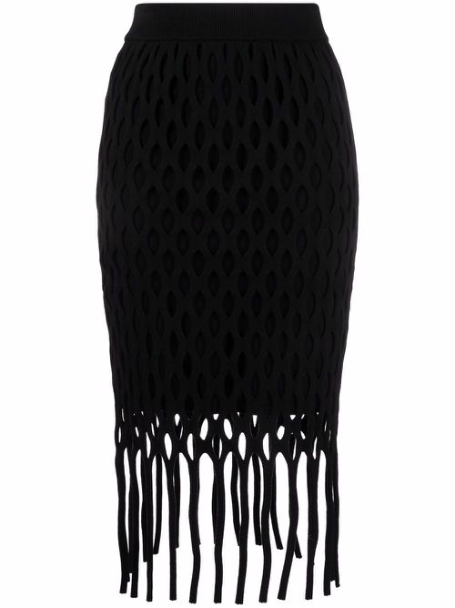 Macramé fringed skirt - Black