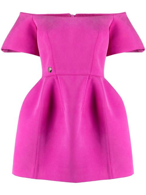 Off-shoulder silk mini dress - Pink