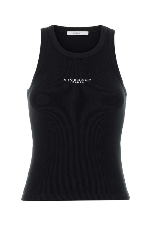 Logo-Embroidered Stretch Cotton Tank Top — Black