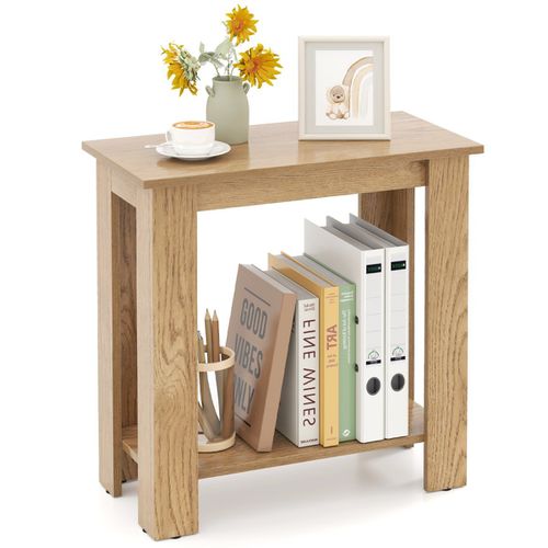 2-Tier End Table with Storage Shelf for Small Spaces-Natura