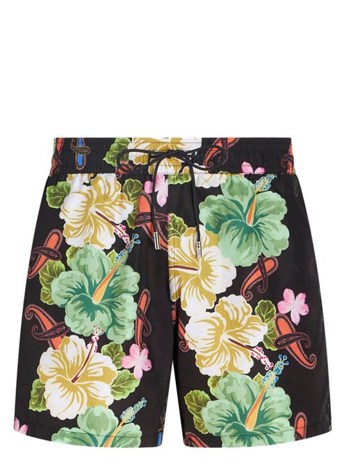 Floral-print swim shorts - Black
