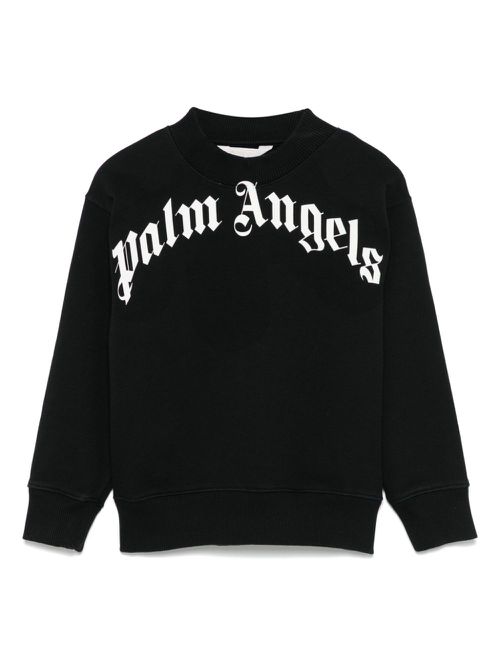Curved-logo crew-neck sweatshirt - Black