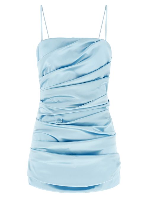 Ruched Acetate Dress — Blue