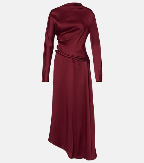Cutout draped crêpe satin midi dress