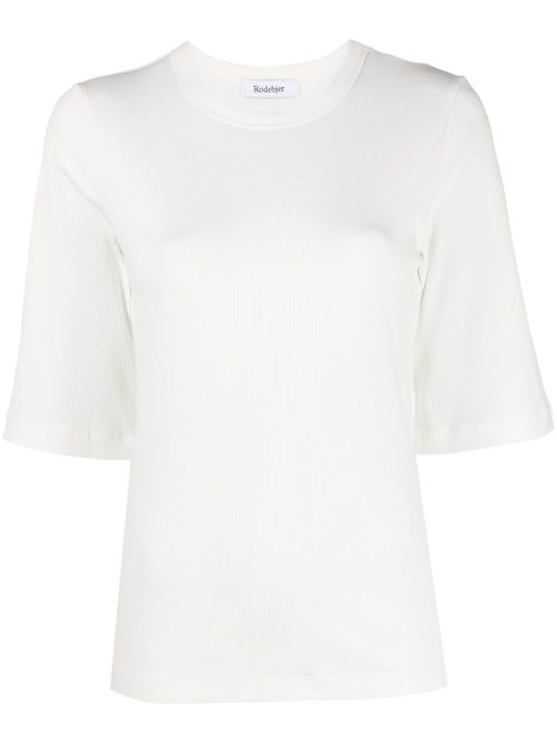 Fine-ribbed organic cotton T-shirt - White