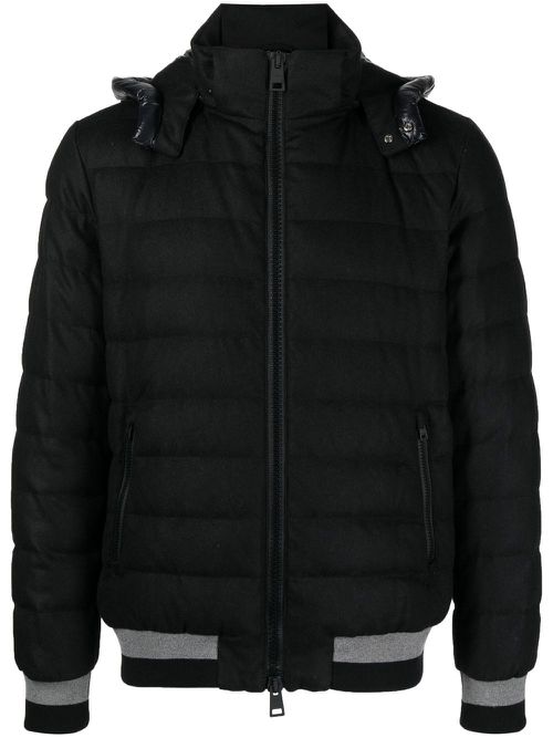 Quilted-finish padded jacket - Black