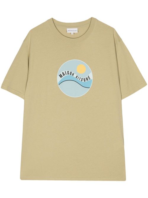 Pop Wave-print cotton T-shirt - Brown