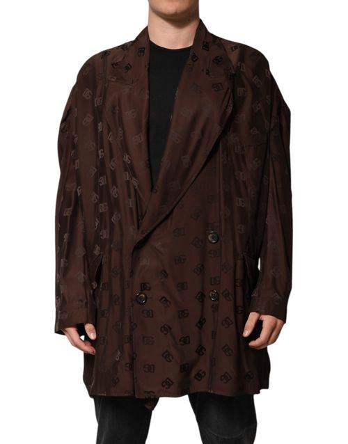 Monogram Logo Polyester Blazer — Brown
