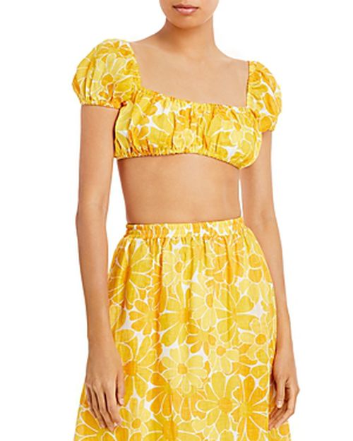 Harlow Floral Print Linen Crop Top