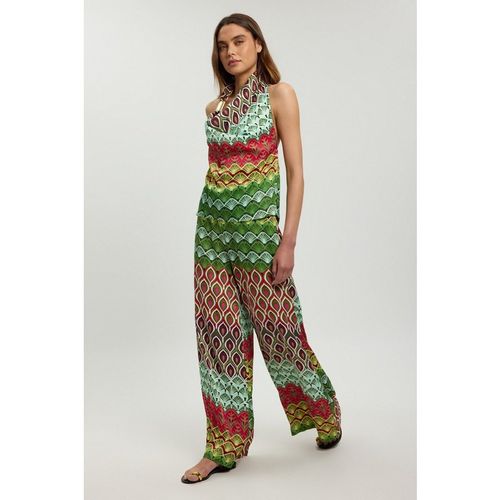 Karen Millen Womens Satin Viscose Multi Print Trouser - Multicolour
