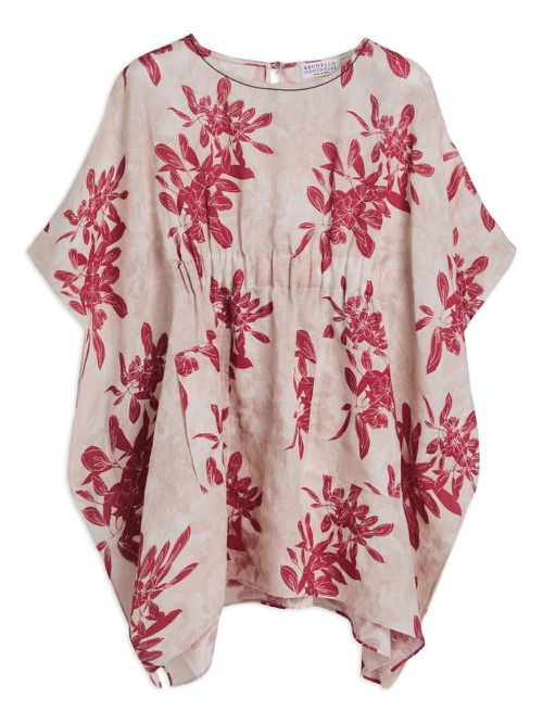 Brunello Cucinelli Kids floral pattern poncho - Pink