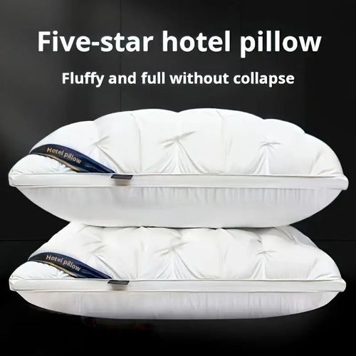 TEMU 1/ 2pcs Luxury 5- Quality Pillow - Deep Sleep Neck Support, High-density Cover, 100% Polyester Filling, Vacuum Compression Packaging In White