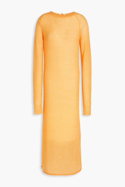 Metallic knitted midi dress