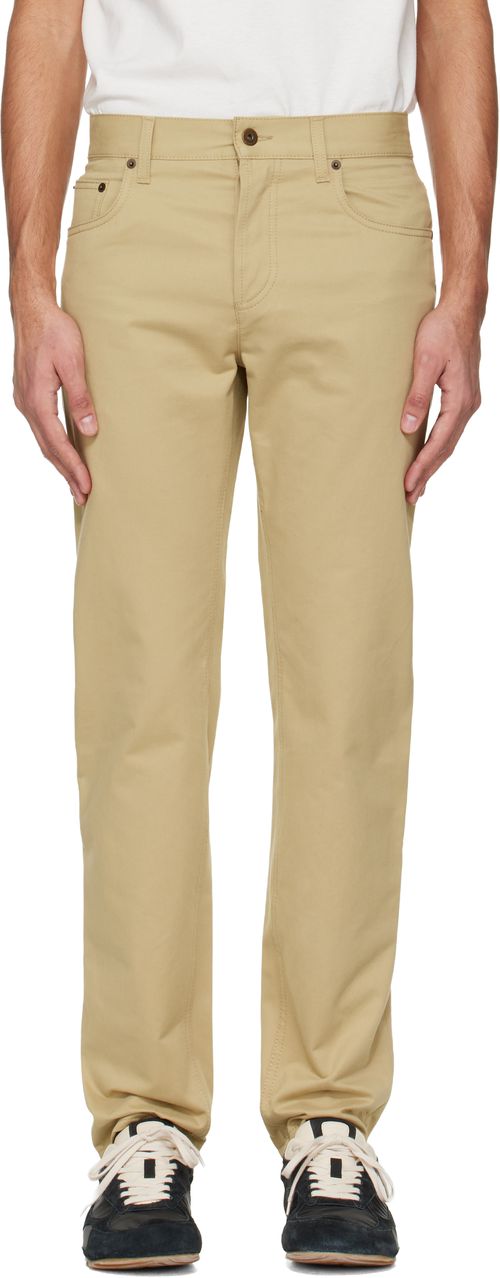 Beige Logo Patch Jeans