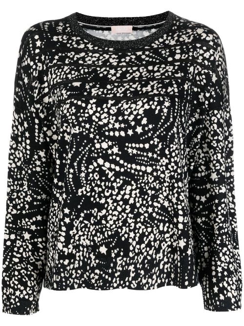 Star-print lurex-detail jumper - Black