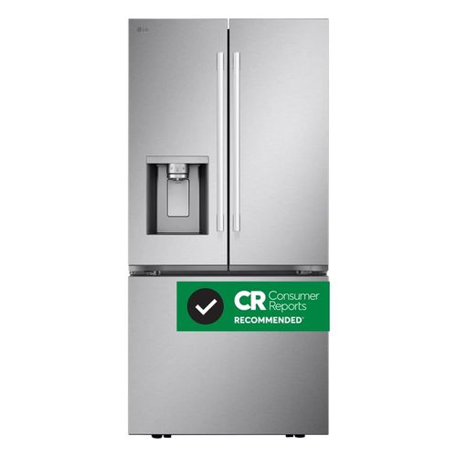 LG 3-Door French Door Refrigerator with Hybrid Handle Design and External Ice and Water Dispenser, Stainless Steel, 25 cu. ft.
