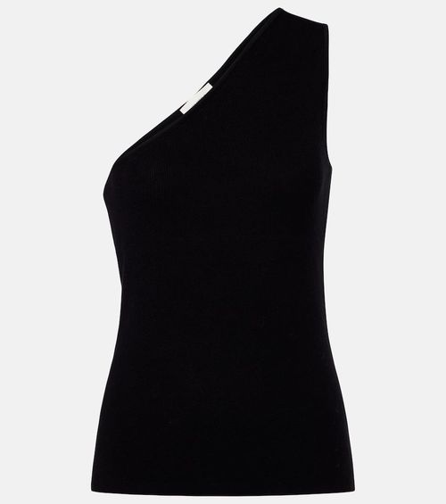 One-shoulder cotton and cashmere top