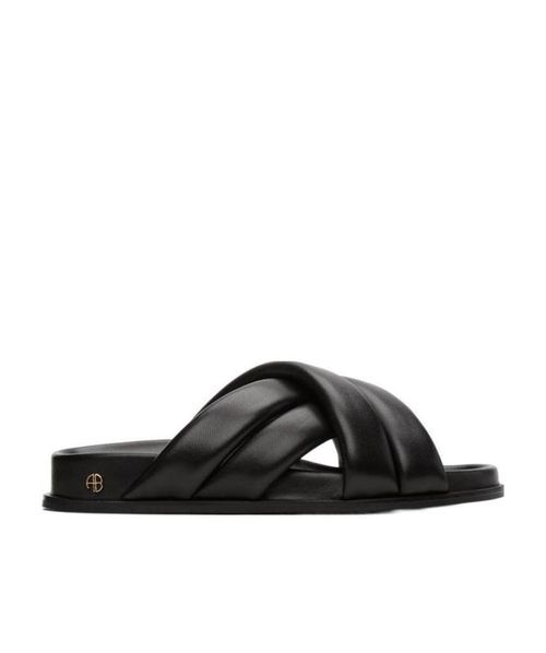 Lizzie leather cross-strap slides